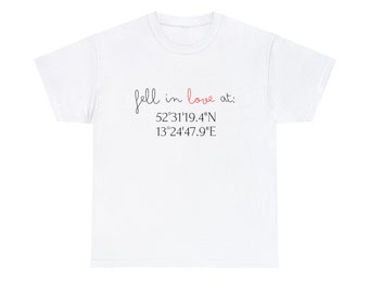 Custom Coordinates first date/first meeting t-shirt for Valentine's Day, Valentine's Day gift