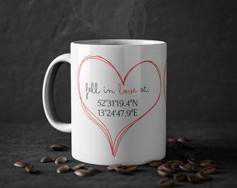 Coordinates first meeting / first date mug