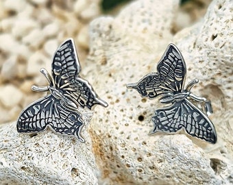 Butterfly Silver Stud Earrings
