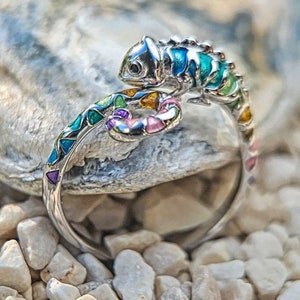 Chameleon Adjustable Silver Ring