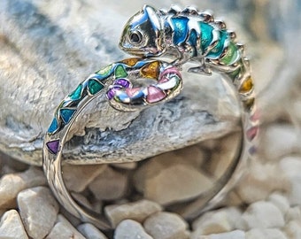 Chameleon Adjustable Silver Ring