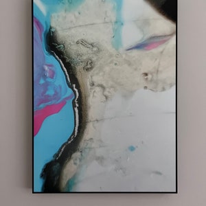 Impressão artística de pintura acrílica original, arte abstrata e moderna, mural multicolorido, emoldurada