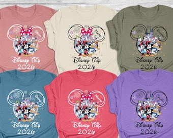 Custom Retro Disney Trip 2026 Shirts, Disneyworld Family Trip Shirt, Personalized Disney Family Matching Shirt, Disney Minnie & Mickey Shirt