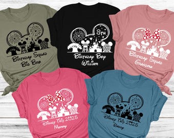 Custom Disney Group Shirts, Disneyland Family Shirt, Disney Squad Shirt, Minnie and Mickey Shirt, Disney Birthday Tees, Disney Trip 2025 Tee