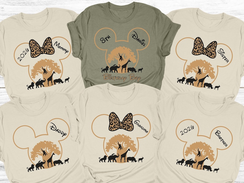 Camisetas personalizadas de Disney Safari, camisetas familiares a juego del Reino Animal 2026