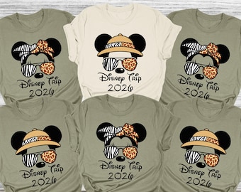 Custom Mickey Head Safari Shirts, Disney Animal Kingdom Shirt, Disney World Safari Shirt, Disney Family Matching Tee, Disney Trip 2026 Shirt