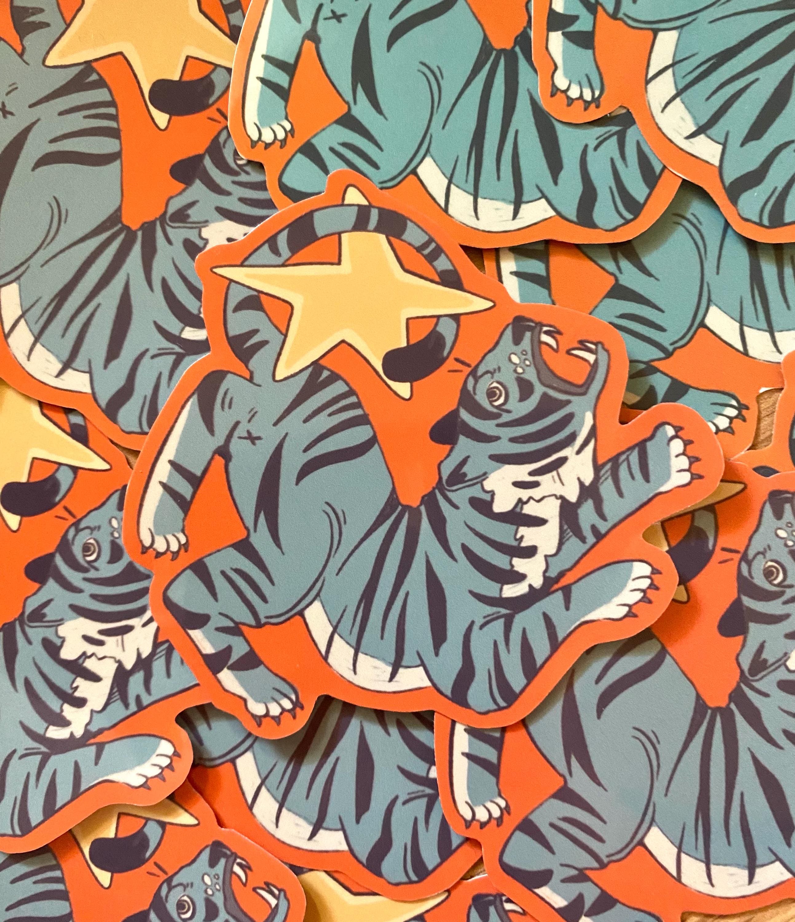 Bendy Blue Tiger Sticker! / Waterproof and Vinyl - Etsy