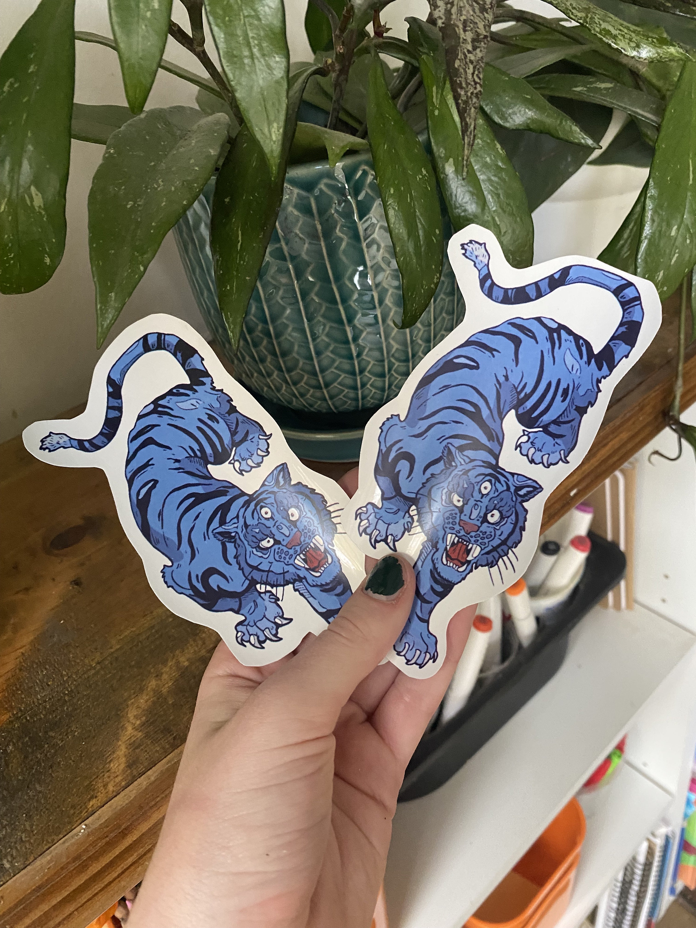 Blue Tiger Sticker - Etsy