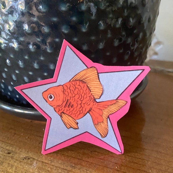 Goldfish Star Sticker | Glossy and Waterproof