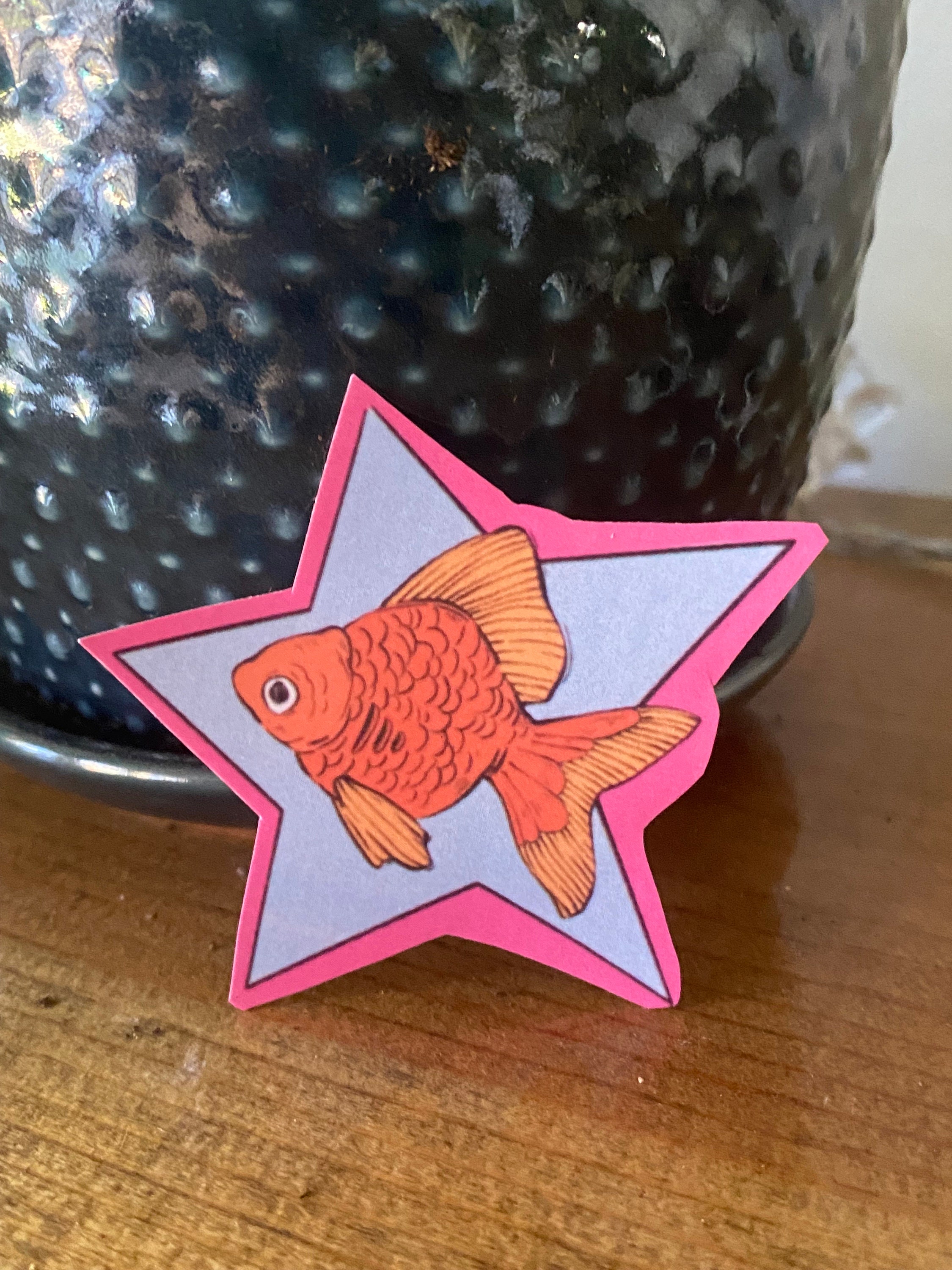 Goldfish Star Sticker | Glossy and Waterproof