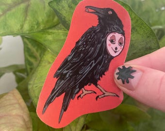 Spooky Crow Sticker | Waterproof and Glossy