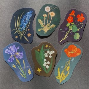 Flower stickers! 6 variations WATERPROOF / VINYL