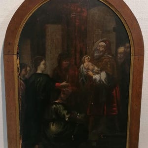 Antique and rare painting on wood panel