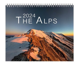 Calendrier mural montagne 2024 - Les Alpes / Livraison gratuite / Cadeau d'escalade / Calendrier d'escalade 8,5 x 11 po