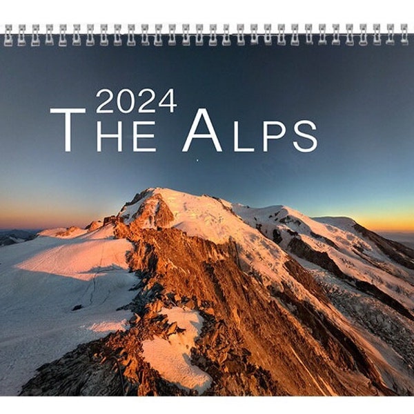 Calendrier mural montagne 2024 - Les Alpes / Livraison gratuite / Cadeau d'escalade / Calendrier d'escalade 8,5 x 11 po