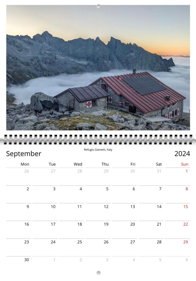 Mountain Wall Calendar 2024 the Alps / Free Shipping / Rock Climbing