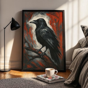 Gothic Raven Art Print: Dark Bird Poster, Edgy Home Decor (Digital Download)