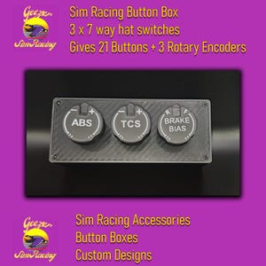 Control box 3 knobs small design Sim Racing Button Box. Vesa Fitting USB socket Carbon fiber look game accessory easy controls Sim Rig addon