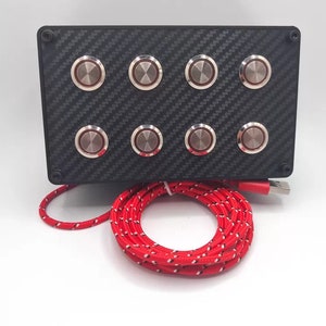 Sim Racing Button Box with 8 Lit Buttons in Red with free Sticker Sheets!