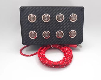 Boîte à boutons Sim Racing avec 8 boutons lumineux en rouge avec feuilles d'autocollants gratuites !