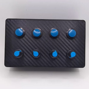 Sim Racing Button box with 4 Blue 13mm Buttons 4 rotary push button encoders