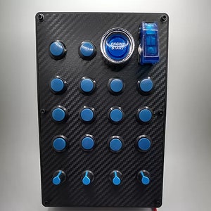 Sim Racing 14 Button Button Box with push button rotary encoders and Engine Start in Blue