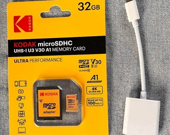 32gb MicroSD/SDHC Card and iPhone iOS sd card to phone adapter for digital camera