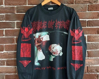 Maglietta vintage anni '90 Cradle of Filth Cruelty Priest Metal Band XL nera