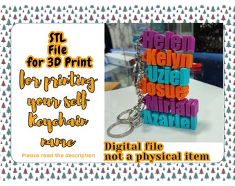 Custom Name Keychain STL File | Single Use • Not Editable • Digital Download for 3D Print | No Physical Item | Please Read Description