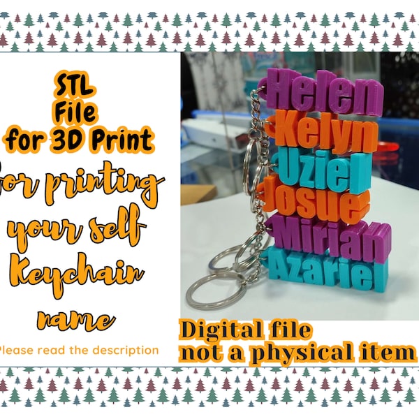 File STL for 3D Print | Digital file not a physical item | for printing your self Keychain name | Please read the description