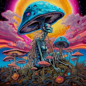 Psychedelic Mushroom art digital png download
