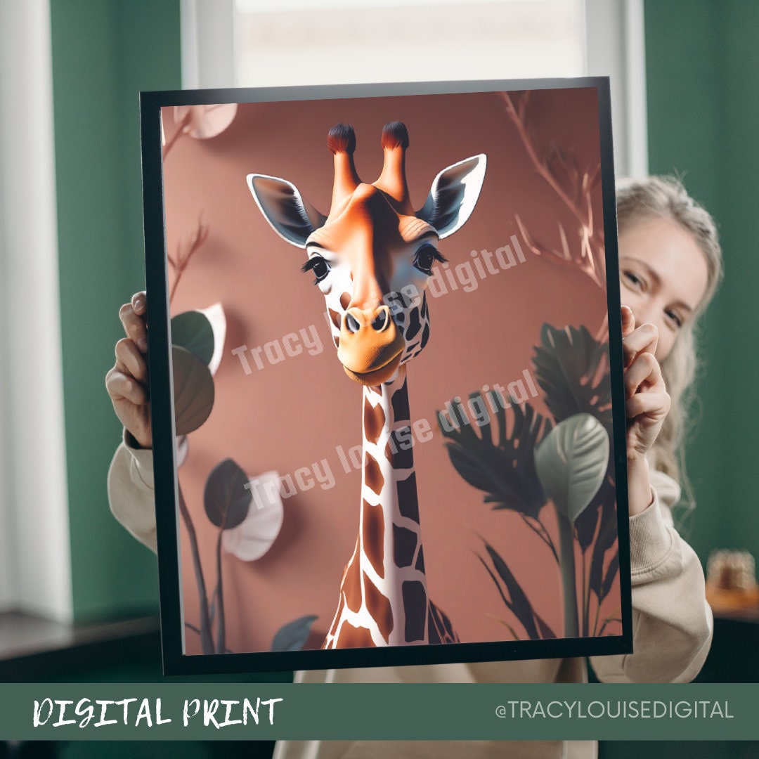 Digital Download Beautiful Giraffe Wall Art Print Digital Etsy