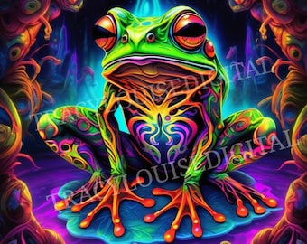 Frog art Psychedelic jpg digital Download image, wall art