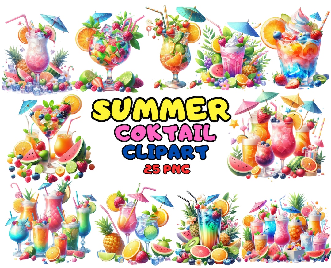 Summer Cocktail Clipart, Watercolor Signature Drink Menu, Daiquiri PNG ...