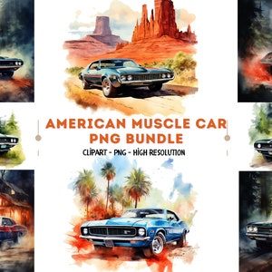 36 Clipart di auto muscolose americane, auto d'epoca, auto retrò, auto d'epoca png, auto PNG, design a sublimazione, clip art di auto, clip art di automobili, PNG