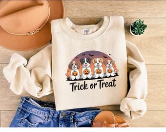 Trick or Treat Dogs PNG, Halloween Doodle Sublimation (Digital Download)