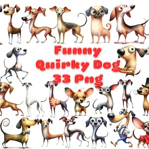Eigenzinnige hond Clipart PNG bundel grillige honden sublimatie clip art dieren Puppy eigenzinnigheid graphics grappige huisdieren langwerpige hond illustratie