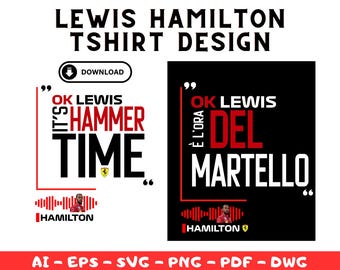 Paquete SVG "Hammer Time" de Lewis Hamilton: Diseño de camiseta de F1 (descarga digital)