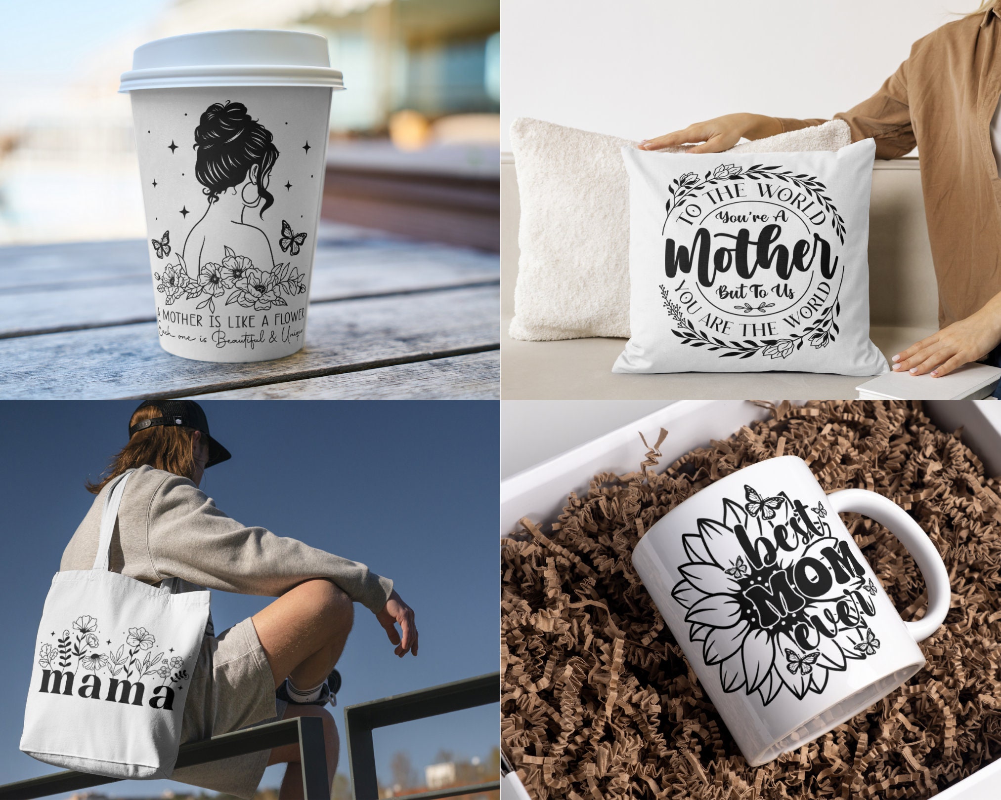 Mother's Day Png Svg, Eps, Dxf Cut Files, Painted Mother and Child ...