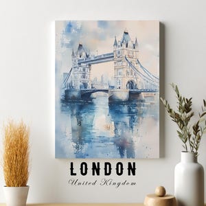 London Tower Bridge Watercolor Print: Cityscape Wall Art (Digital Download)