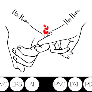 Personalized Holding Hands SVG, Couple Tshirt Design SVG, Gift For Couple, Couple In Love Svg, Anniversary Gift, Customize With Names, Dates