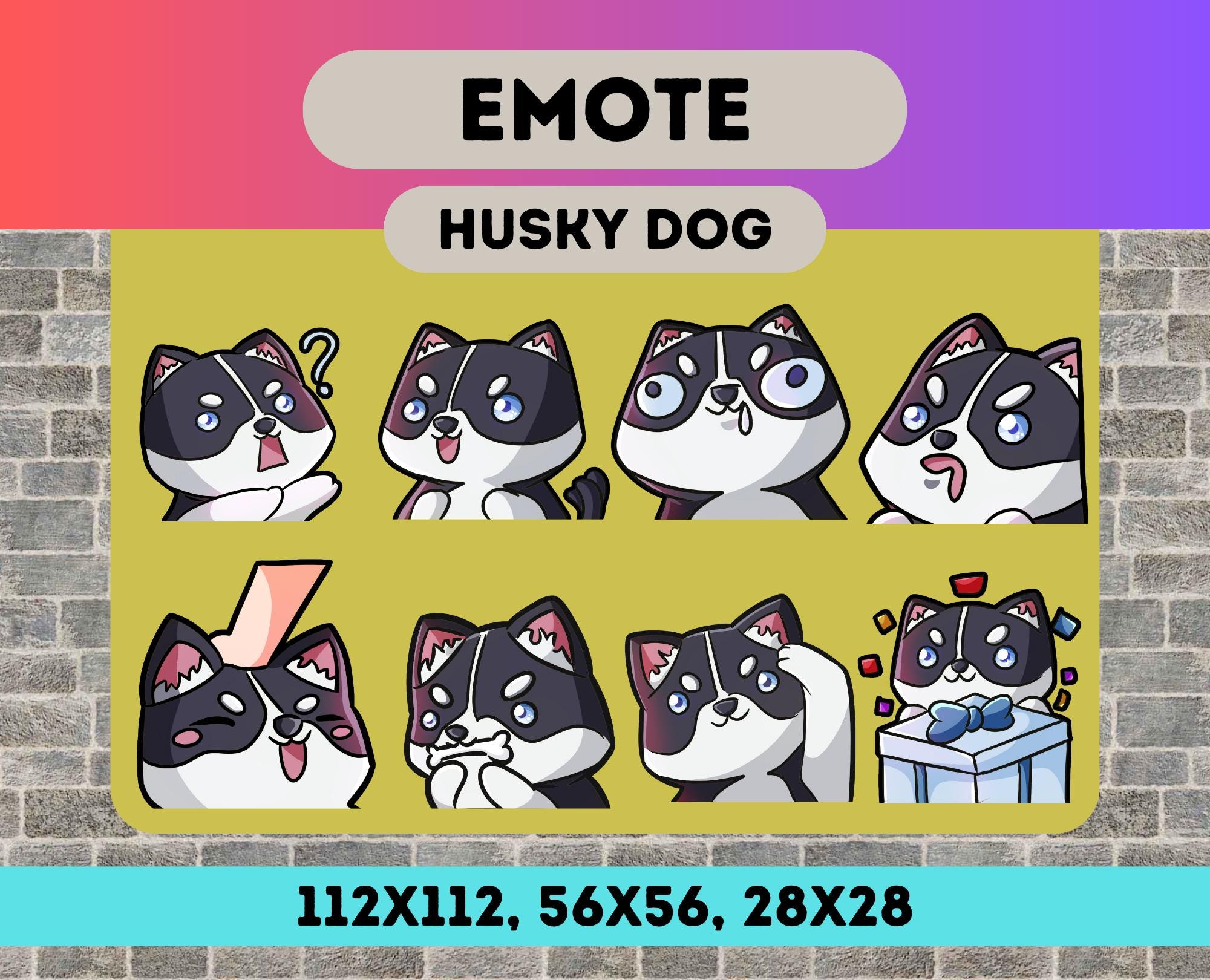 Husky Dog Emote For Twitch, Discord, Cute Husky Dog For Streamers, Kawaii Digital Pet Emote, Funny Memes, Unique Emotes For Streaming