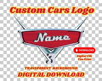 Personalized Cars Birthday Logo, Custom Cars Logo Design, Personalized Name Logo Digital File, Birthday Logo Printable, Kids Car Theme Logo
