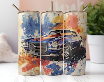 Muscle Car Tumbler Wrap: Vintage Design, 20oz Skinny Tumbler (Digital Download)