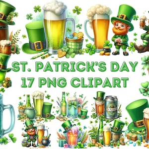 Saint Patrick's Day bière Clipart PNG, St Patrick's Day PNG aquarelle or bière Clipart, téléchargement numérique pour usage Commercial de la St Patrick
