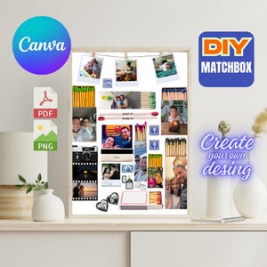 Modèle de boîte d&#39;allumettes personnalisable : cadeau DIY pour la Saint-Valentin (modifiable sur toile, téléchargement numérique)