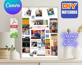 Customizable Matchbox Template: DIY Valentine's Gift (Canva Editable, Digital Download)