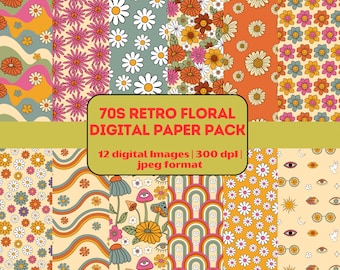Vintage Floral Digital Paper | Retro Wildflower Prints and Patterns, Flower Backdrops, Printable, Download for Junk Journals & Scrapbooking