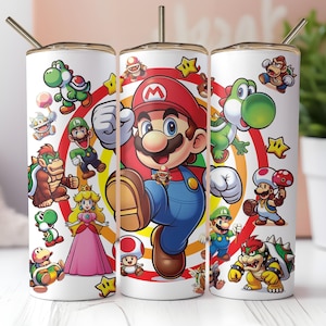 Cartoon 20Oz Skinny Tumbler Png, Kids Tumbler Wrap, Cartoon Characters 20oz Tumbler Png, Game Characters Straight and Taper Tumbler Wrap
