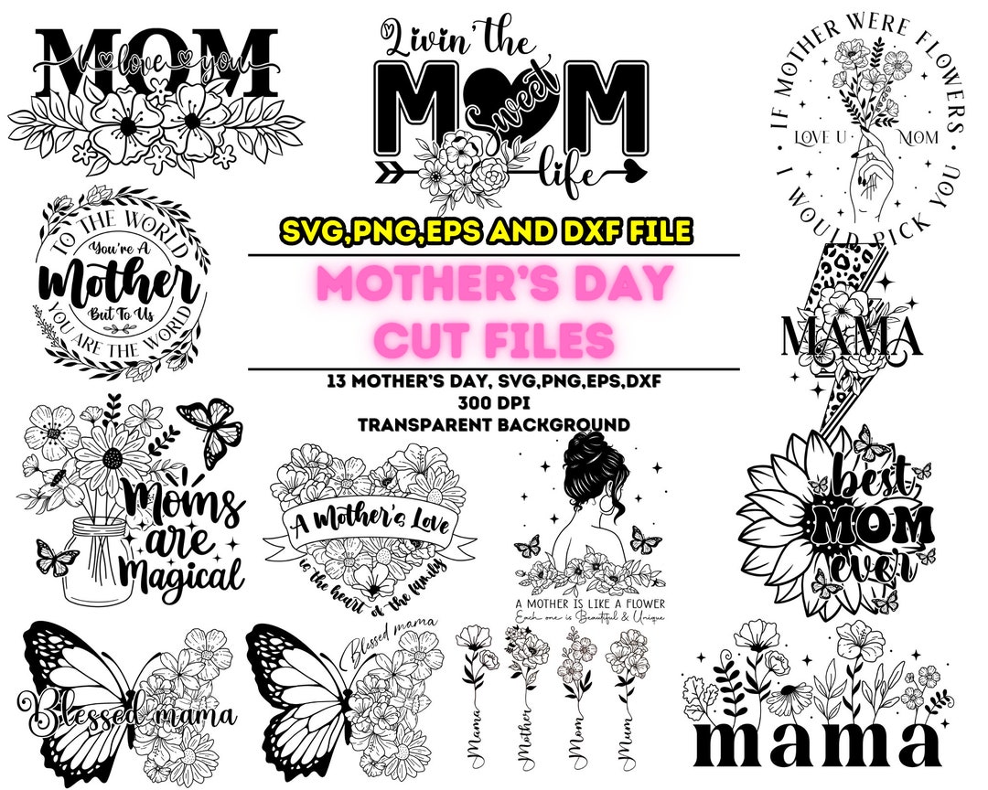 Mother's Day Png Svg, Eps, Dxf Cut Files, Painted Mother and Child ...